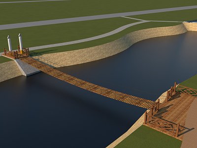 Chinese Landscape Suspension Bridge model