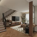 Cozy Modern Living And Dining Room With Natural Wood Furniture And Large Window Sheer Curtains
