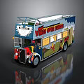 Double Decker Bus with Wings over Africa Theme and Colorful Scenic Decorations