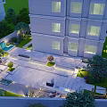 Modern Garden Landscape With Outdoor Lounge Greenery Water Feature And Orange Trees