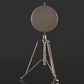Vintage Metal Floor Clock With Round Dial Roman Numerals And Tripod Stand