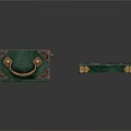 Green Decorative Furniture Chests With Intricate Carved Patterns And Golden Handles Open And Closed