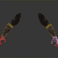 Black Arm Shaped Weapon With Pink Hand And Gray Wrist On Reflective Gray Background
