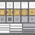 Various Types Of Air Conditioner Vents In White Gold Gray Square And Rectangular Designs