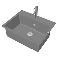 Modern Black Kitchen Sink Design With Single Faucet And Drain Hole