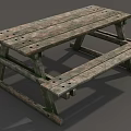 Rustic Wooden Outdoor Dining Table Set With Bench Seats And Classic Design