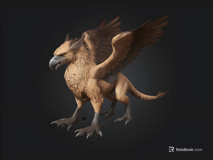 Detailed Mythical Creature With Eagle Head Lion Body Feathered Wings And Sharp Claws 3d model 