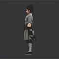 Traditional Costume 3D Model Character With Hat Belt And White Boots On Black Background