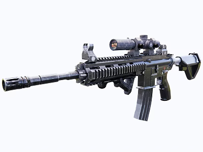 High Quality Modern Tactical Rifle With Scope Suppressor Detachable Magazine And Ergonomic Grip 3d model