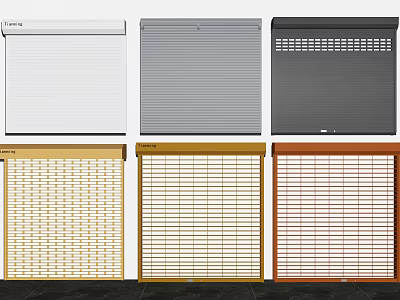 Various Roller and Venetian Blinds with Different Colors and Patterns 3d model