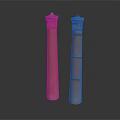 Traditional Brick Towers With Tall Structure Green Blue Top And Circular Blue Bands
