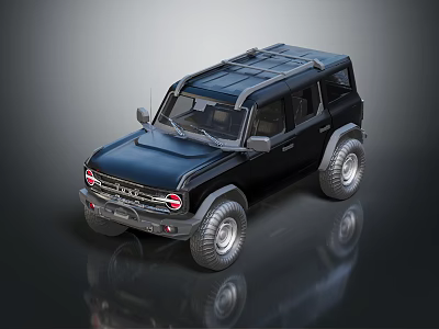 Black Off Road SUV Featuring Roof Rack All Terrain Tires And Rugged Design 3d model