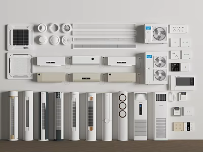 Various Modern Air Conditioners and Fans Collection for Home Indoor Use 3d model