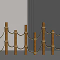 Natural Wooden Post Rope Room Divider With Simple Interior Design