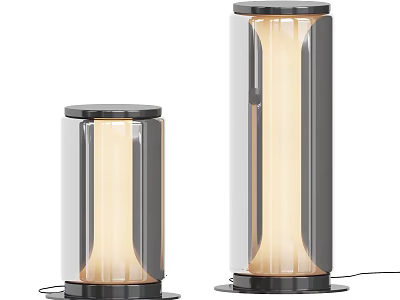 Two Modern Table Lamps With Transparent Glass Shade And Black Base Warm Light For Home Decor 3d model