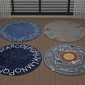Round Carpets with Alphabet Letters Numbers and Colorful Space Theme Designs