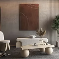 Quiet sofa tea table combination tea table chair combination 3d model