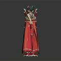 Two Fantasy Characters In Red Outfits With Green Headdress And Mythical Creature Features