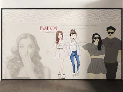 Fashion Illustration Artwork With Stylish Cartoon Characters And Trendy Outfits 3d model