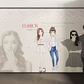 Fashion Illustration Artwork With Stylish Cartoon Characters And Trendy Outfits