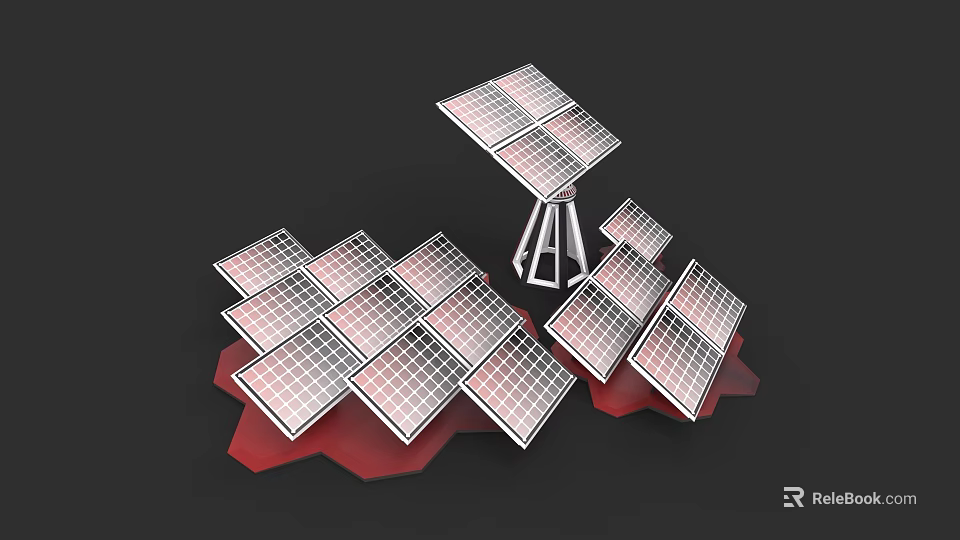 Commercial Solar Panel Equipment With Mounting Frames And Installation Setup 3d model 