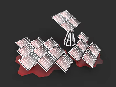 Commercial Solar Panel Equipment With Mounting Frames And Installation Setup 3d model