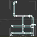 Vintage Metal Industrial Pipes With Rusty Finish And Connected Fittings Structure