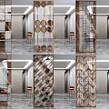 Modern Room Dividers With Geometric Metal Frames And Glass Panels 3d model