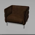Stylish Brown Upholstered Chair With Padded Armrests And Metal Frame