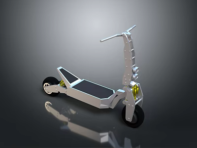Sleek Modern Silver Electric Scooter With Black Wheels And Yellow Accents 3d model