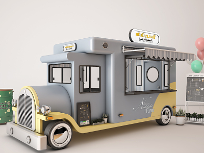 Modern vending truck fast food truck 3d model