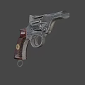 Vintage Revolver With Metallic Body Wooden Grip And Classic Design On Dark Background