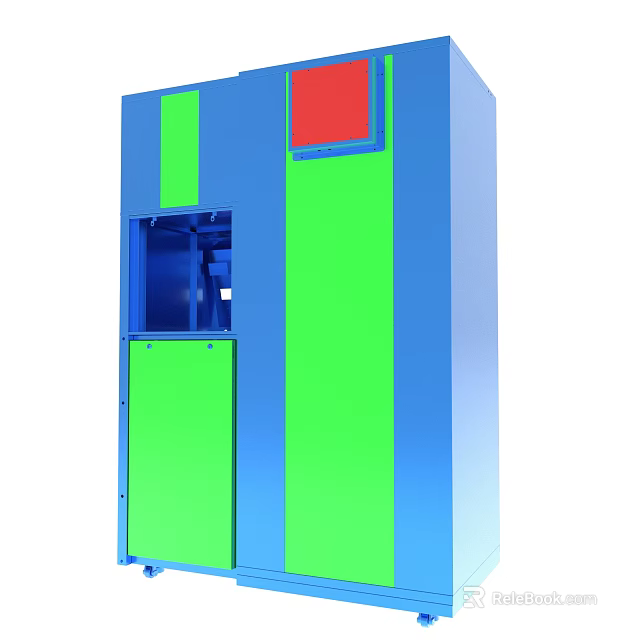 Blue And Green Machine With Red Panel And Front Opening Design 3d model 