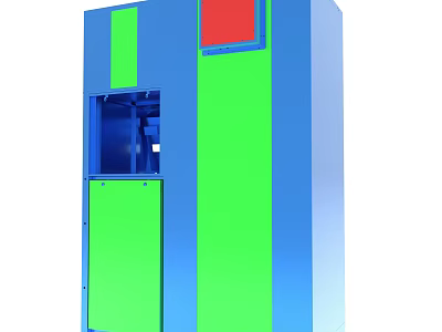 Blue And Green Machine With Red Panel And Front Opening Design 3d model