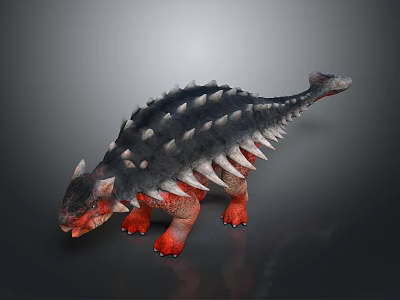 Detailed Ankylosaurus Dinosaur 3D Model With Spiked Back And Red Limbs 3d model