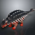 Detailed Ankylosaurus Dinosaur 3D Model With Spiked Back And Red Limbs