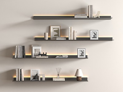 Modern aluminum alloy creative simple bookshelf 3d model