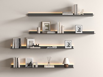 Modern aluminum alloy creative simple bookshelf 3d model