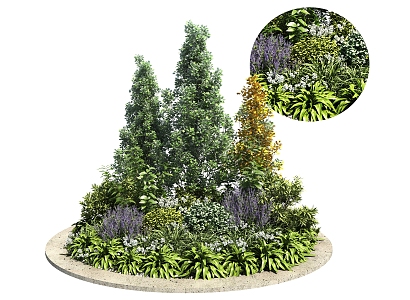 Modern flowerbed plant heap 3d model