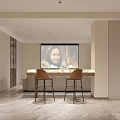 Modern Rec Room With Screen Counter And Bar Stools