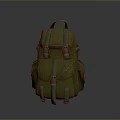 Practical Green Backpack With Adjustable Straps And Multiple Pockets For Daily Use 3d model