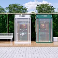 Green Plant Wall Decorated Outdoor Garden Landscape Features With Shared Phone Booths And White Bench