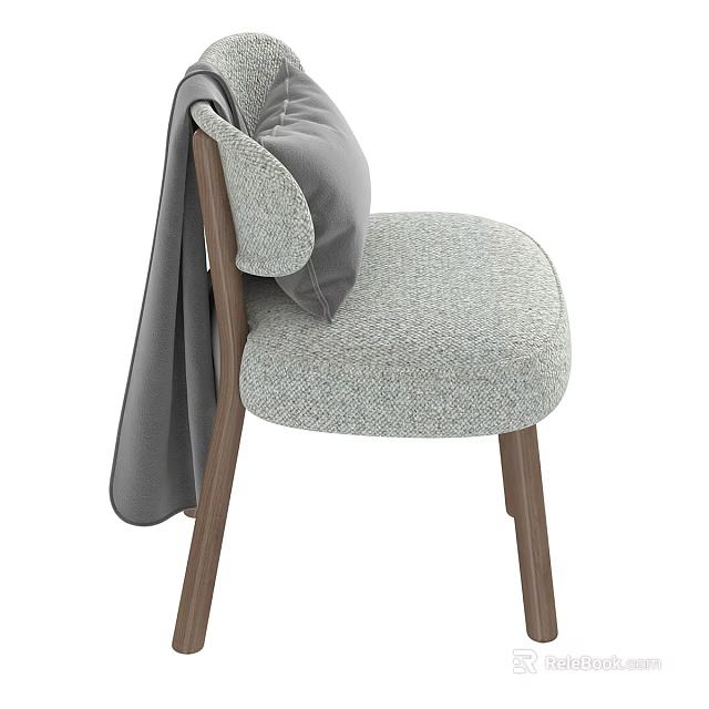 Modern Light Gray Single Sofa with Soft Fabric Cushion and Sturdy Wooden Legs 3d model 