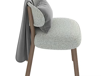 Modern Light Gray Single Sofa with Soft Fabric Cushion and Sturdy Wooden Legs 3d model