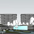 Modern High Rise Residential Complex With Open Green Spaces And Water Features