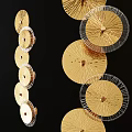 Modern Elegant Wall Sconce With Golden Circular Design And Transparent Frames 3d model