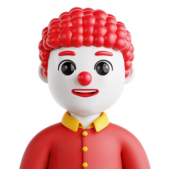 Modern clown actor cartoon clown anime actor 3d model
