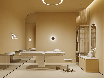 Elegant Modern Beauty Salon Interior With Treatment Bed Mirror And Lighting 3d model