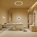 Elegant Modern Beauty Salon Interior With Treatment Bed Mirror And Lighting
