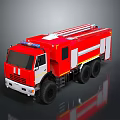 Heavy Duty Red Fire Truck With Ladder Emergency Lights And Black Tires
